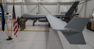 A U.S. Air Force MQ-9 Reaper drone sits in a hanger at Amari Air Base, Estonia, July 1, 2020. (Reuters Photo)