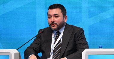 ICYF President Taha Ayhan speaks at a conference in Baku, Azerbaijan, Wednesday, March 15, 2023. (AA Photo)