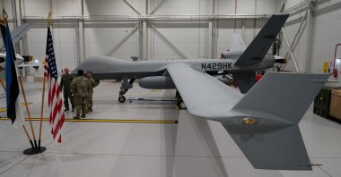 A U.S. Air Force MQ-9 Reaper drone sits in a hanger at Amari Air Base, Estonia, July 1, 2020. (Reuters File Photo)