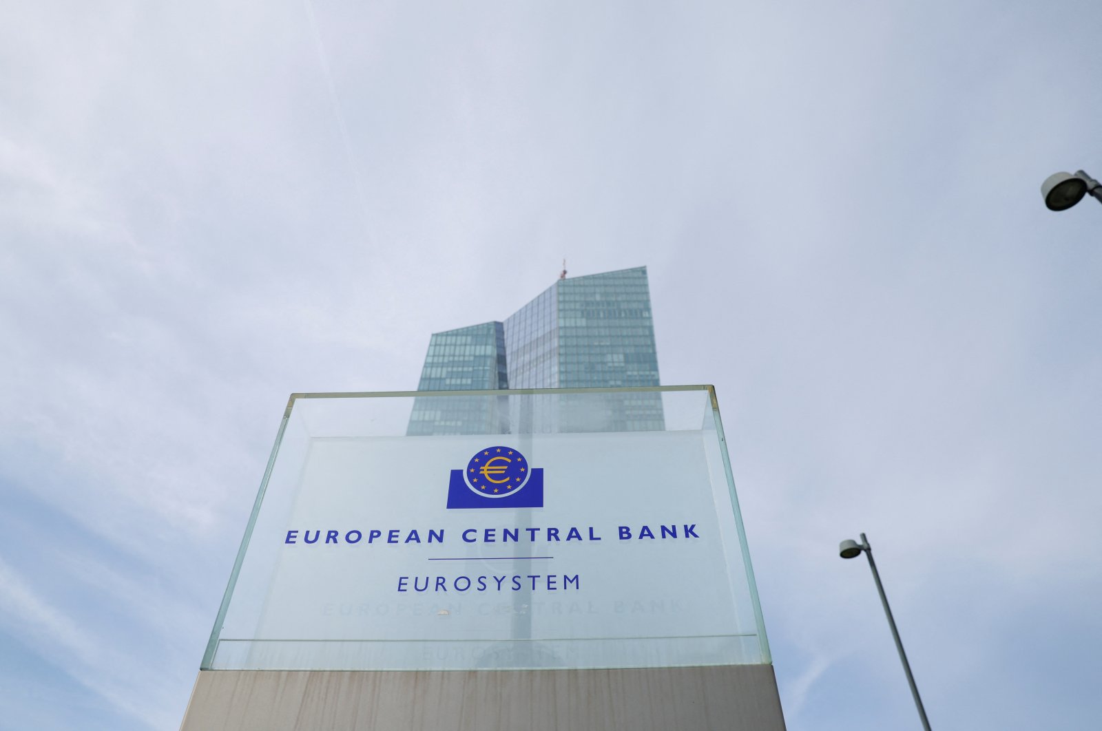 A view shows the logo of the European Central Bank (ECB) outside its headquarters in Frankfurt, Germany, March 16, 2023. (Reuters Photo)