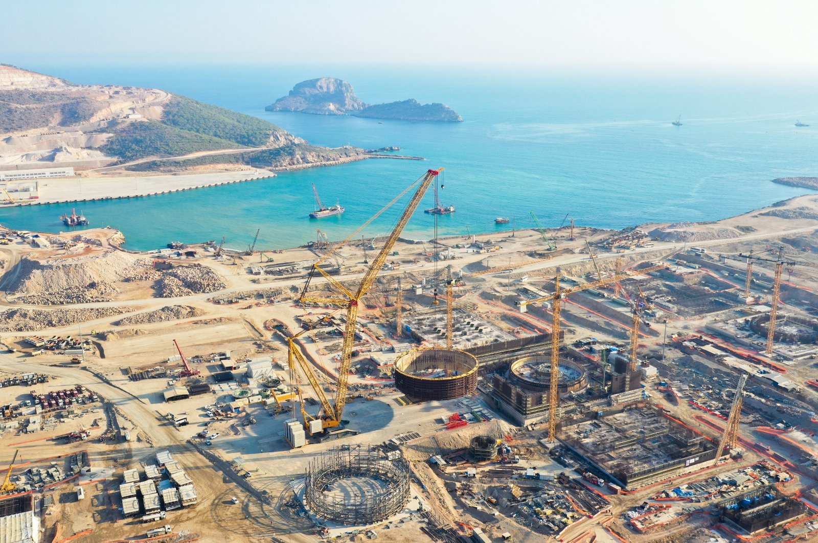 Construction site of the Akkuyu Nuclear Power Plant in southern Mersin province, Türkiye, Jan. 24, 2021. (IHA Photo)