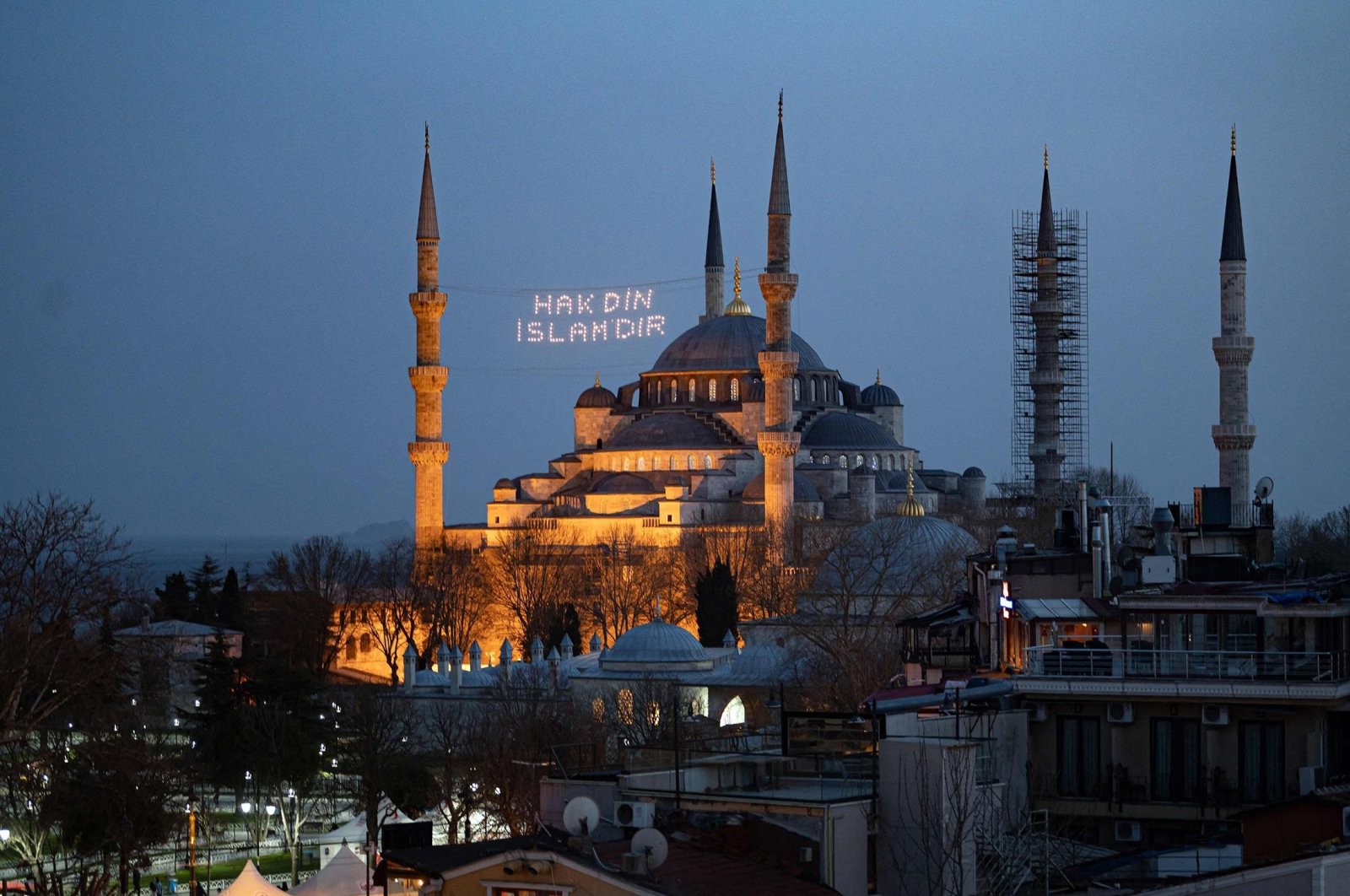 A view shows the Blue Mosque on the eve of the first day of the Islamic holy month of Ramadan, in Istanbul, Türkiye, April 1, 2022. (AFP Photo)