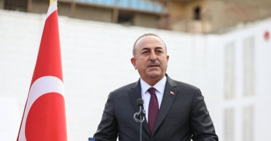 FM Mevlüt Çavuşoğlu speaks at an event in Cairo, Egypt, Mar. 18, 2023. (AA Photo)