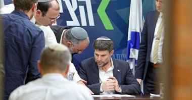 Israel&#039;s Finance Minister and leader of the right-wing Religious Zionist Party Bezalel Smotrich at parliament, West Jerusalem, Israel, March 20, 2023. (AFP Photo)