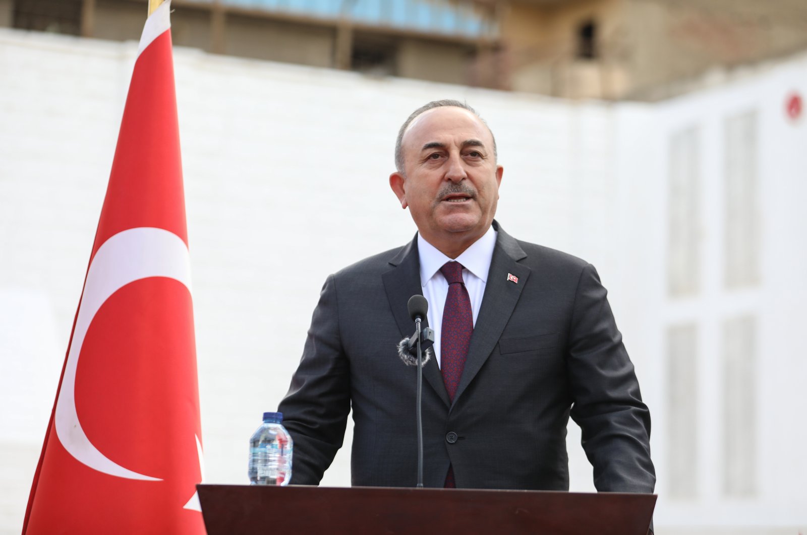 FM Mevlüt Çavuşoğlu speaks at an event in Cairo, Egypt, Mar. 18, 2023. (AA Photo)