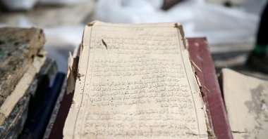 The Antakya Greek Orthodox Church in Hatay, which was destroyed in earthquakes, has been protected with numerous Bibles and various materials extracted from the debris, Hatay, Türkiye, March 15, 2023. (AA Photo)