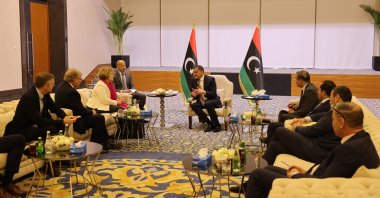 Libyan PM Abdulhamid Dbeibah holds meeting with U.S. diplomat Barbara Leaf in Tripoli, March 21, 2023. (AA Photo)