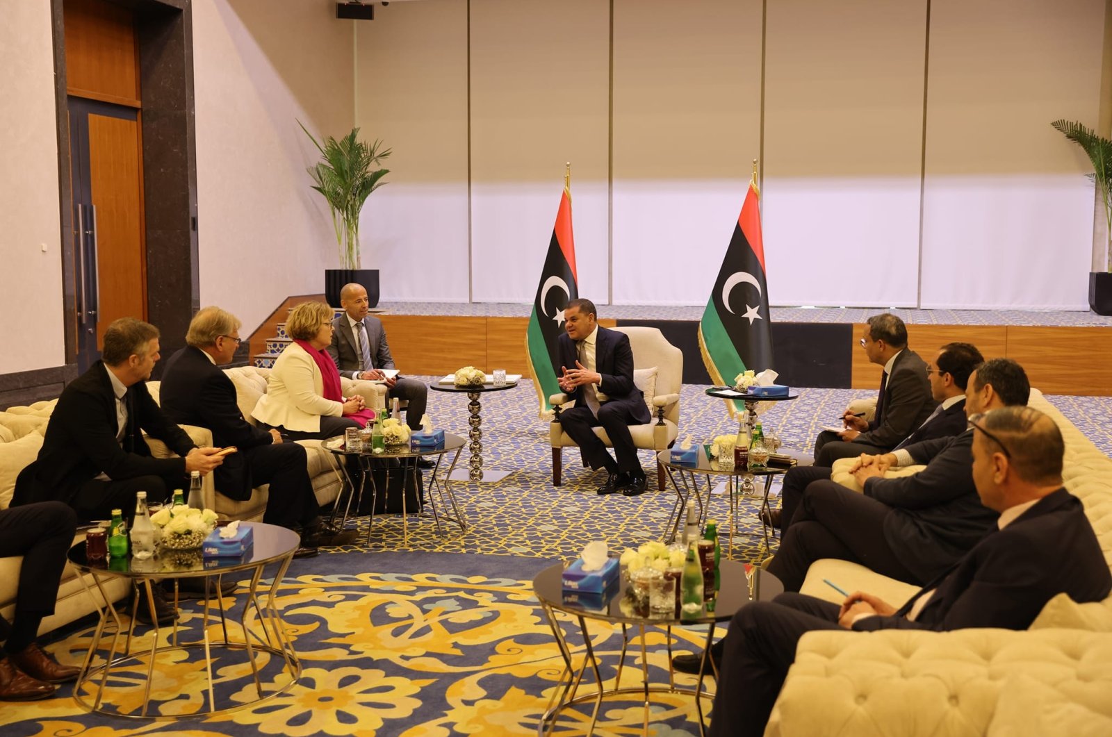 Libyan PM Abdulhamid Dbeibah holds meeting with U.S. diplomat Barbara Leaf in Tripoli, March 21, 2023. (AA Photo)