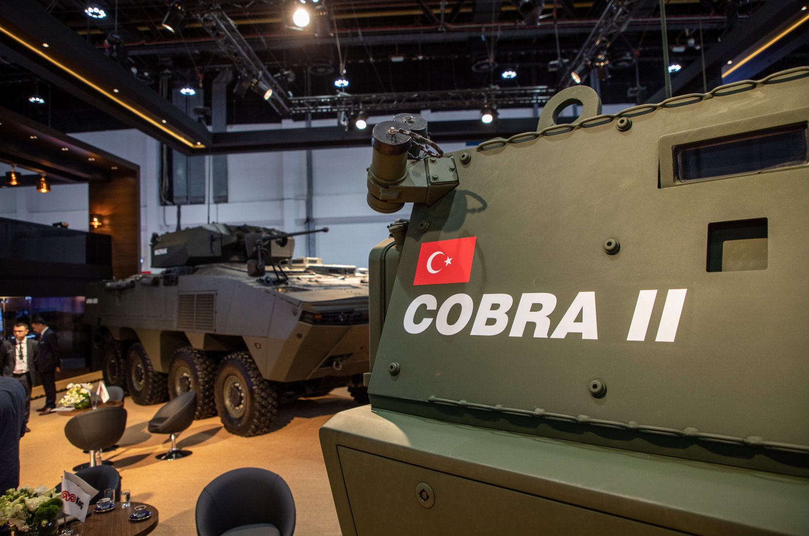 Cobra II armored vehicles are seen at the Otokar booth at IDEX held in Abu Dhabi, United Arab Emirates, Feb. 21, 2023. (AA File Photo)