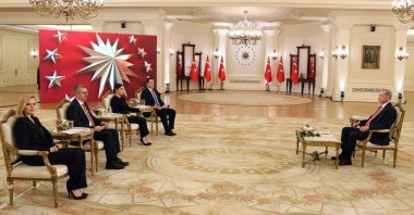 President Recep Tayyip Erdoğan speaks during a live interview, Ankara, Türkiye, March 22, 2023. (AA Photo)