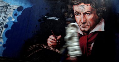 A mural of Ludwig van Beethoven is seen in a pedestrian tunnel ahead of his 250th birth anniversary in Bonn, Germany, Dec. 13, 2019. (Reuters Photo)