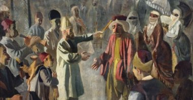 The poster of the &quot;Iconography of Turkish Theatre: Depictions of Spectacle&quot; exhibition. (DHA Photo)