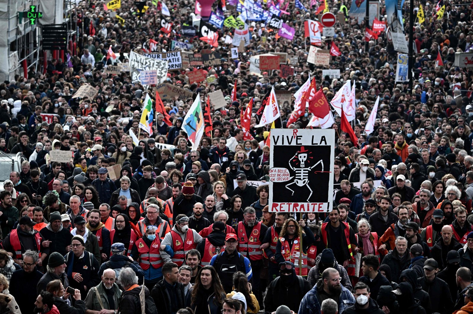 Protestors walk during a demonstration in Nantes, western France, March 23, 2023. (AFP Photo)