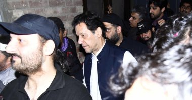 Former Pakistani Prime Minister and Chairperson of Pakistan Tehreek-e-Insaf (PTI) Imran Khan (C) arrives to appear before the Lahore High Court, Lahore, Pakistan, March 17, 2023. (AA Photo)