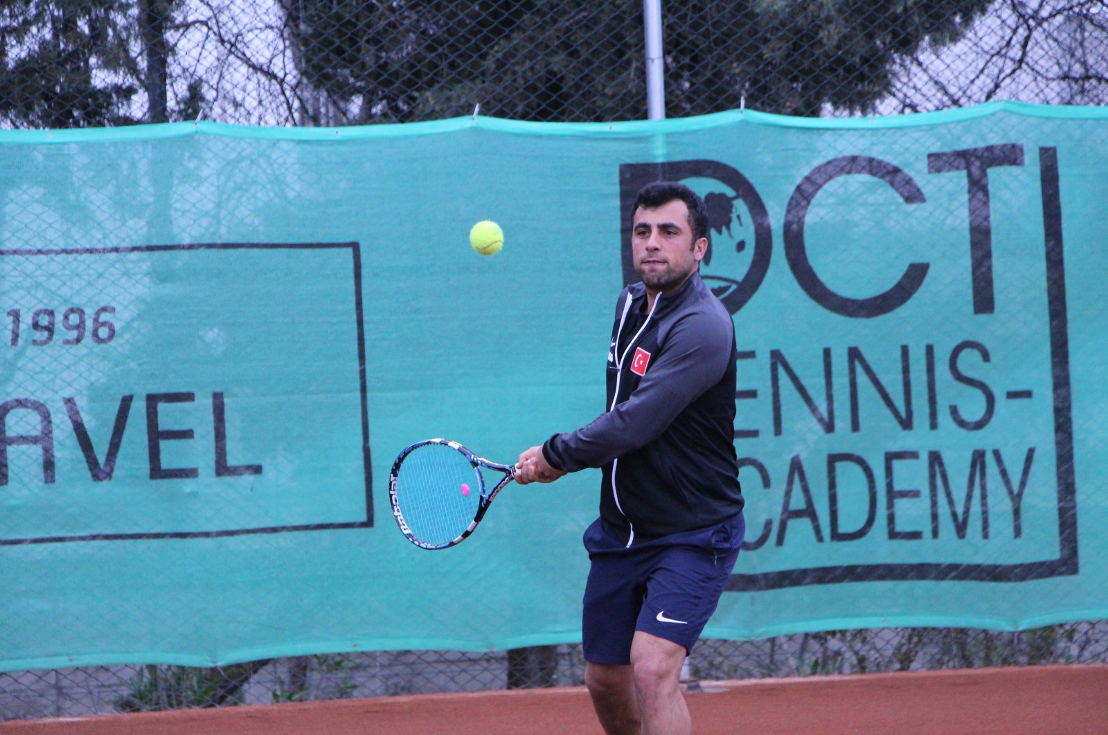 National tennis player Halil İbrahim Acemoğlu trains during the World Championships, Antalya, Türkiye, March 22, 2023. (AA Photo)