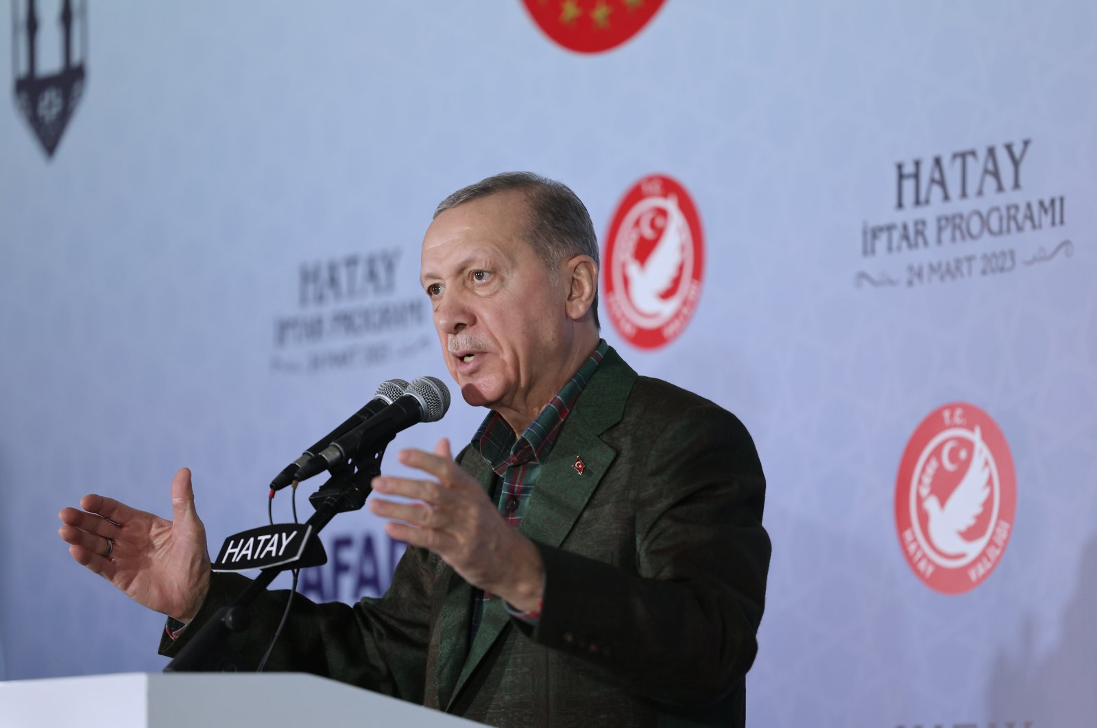 President Recep Tayyip Erdoğan attends an iftar program in Hatay, Türkiye, March 25, 2023. (AA Photo)