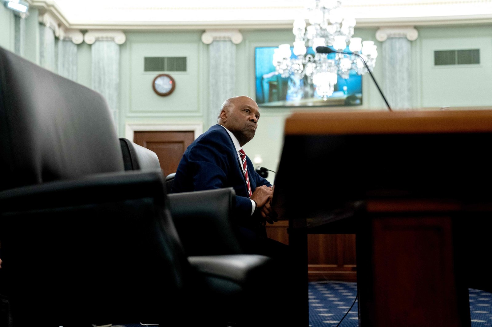Phillip Washington, nominee to be Administrator of the Federal Aviation Administration (FAA), testifies during his confirmation hearing on Capitol Hill in Washington, D.C., U.S., March 1, 2023. (AFP Photo)