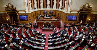 The French Senate is seen during the final stage of the government&#039;s pension reforms, in Paris, France, March 16, 2023. (AFP Photo)