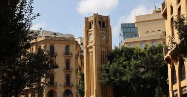 The landmark clock tower in front of the parliament building in Beirut, Lebanon, March 26, 2023. (AFP Photo)