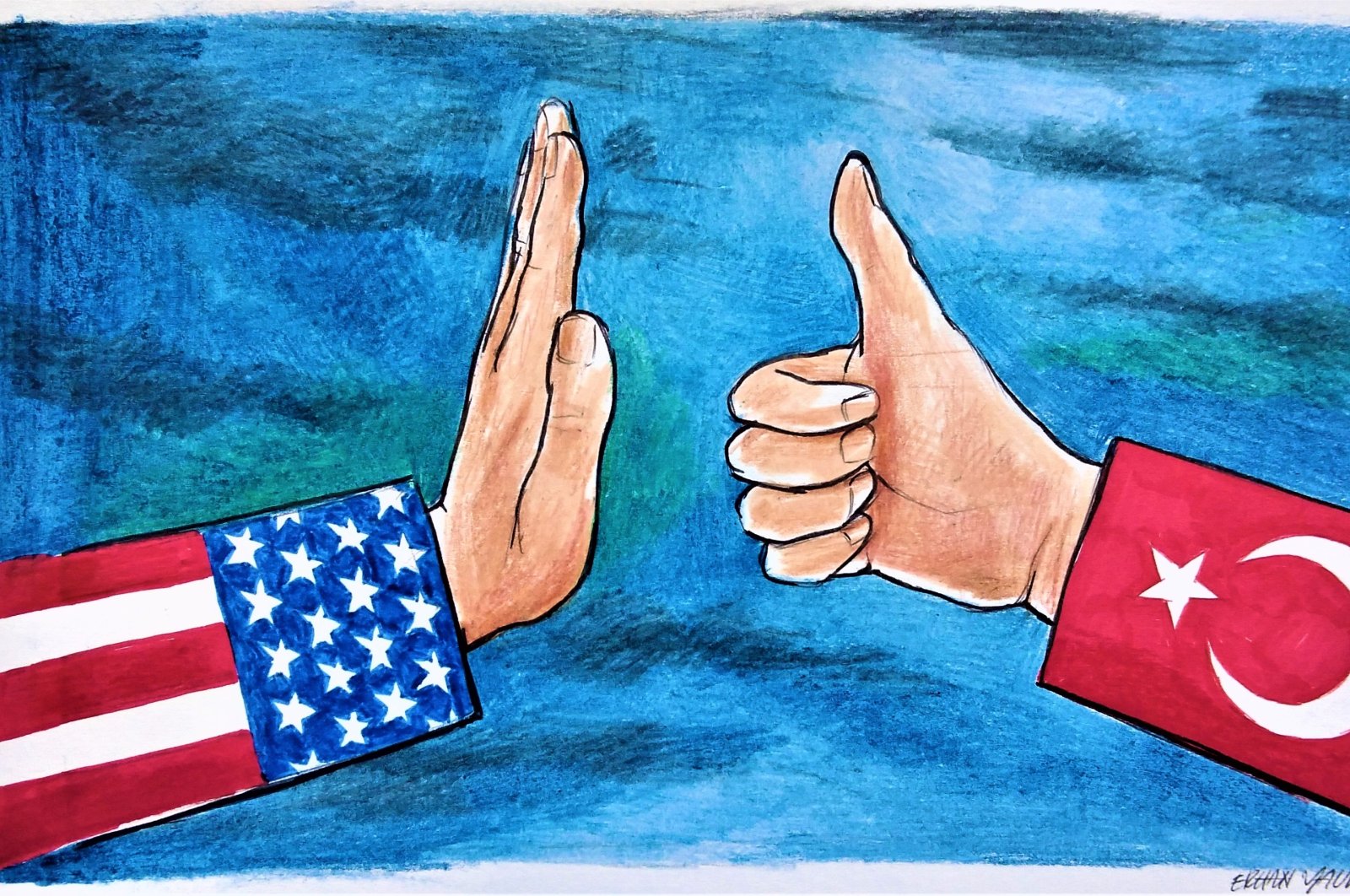 Instead of being dragged along by the U.S. and its like-minded partners in Europe, Türkiye is prospering and stands on its own two feet. (Illustration by Erhan Yalvaç)