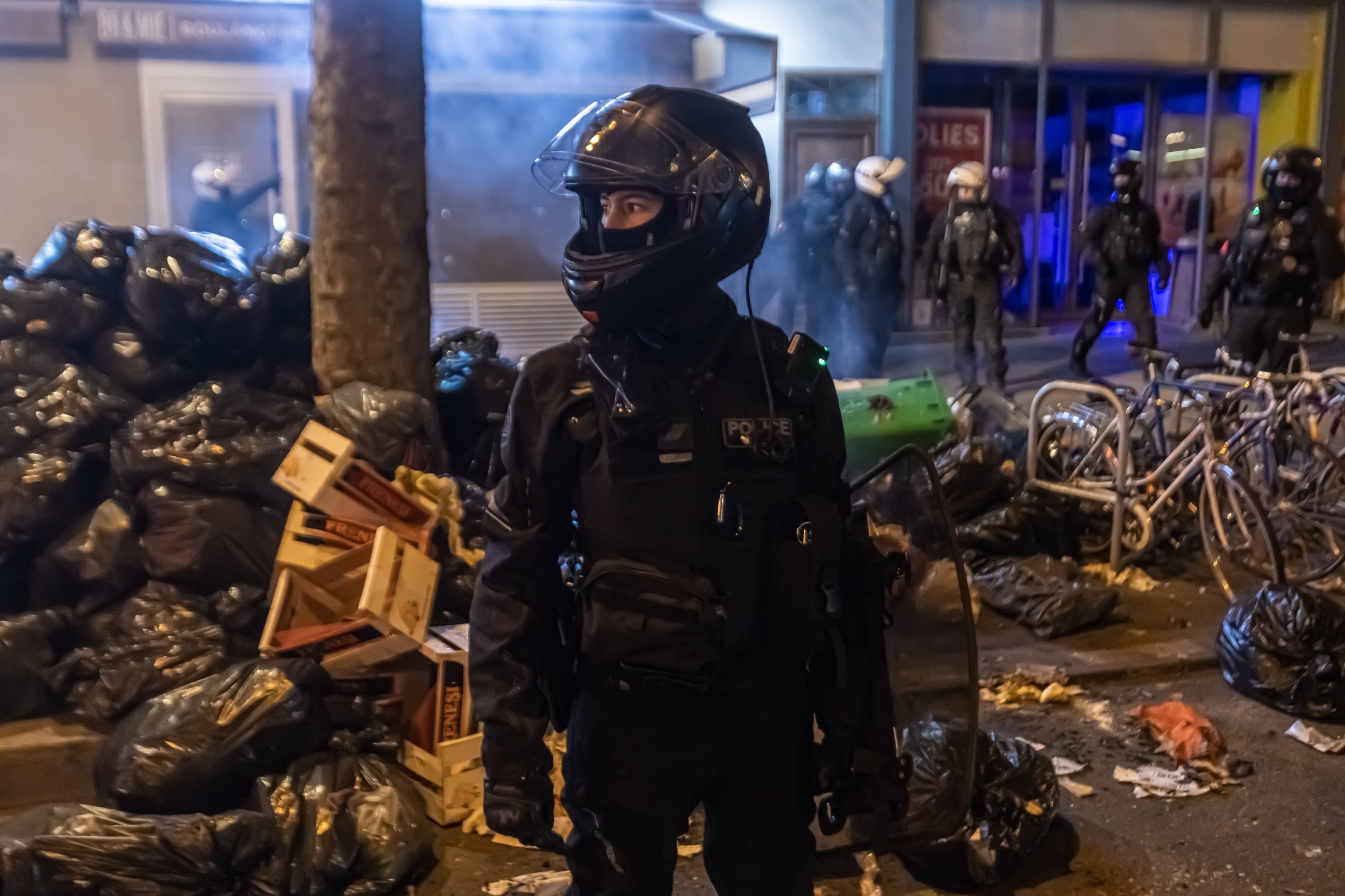 Motorized French police officers respond to protest against pension reform in Paris, France, March 25, 2023. (EPA Photo)