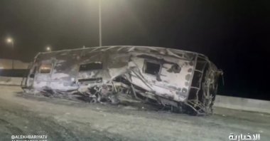 This screengrab shows the scene of the accident, Asir, southern Saudi Arabia, March 27, 2023. (Reuters Photo)