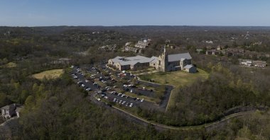 An aerial view of the Covenant School in Nashville, Tennessee, U.S., March 27, 2023. (Getty Images)