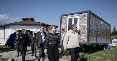 Dutch minister for foreign trade and development cooperation Liesje Schreinemacher visits Hatay province, March 28, 2023. (AA Photo)