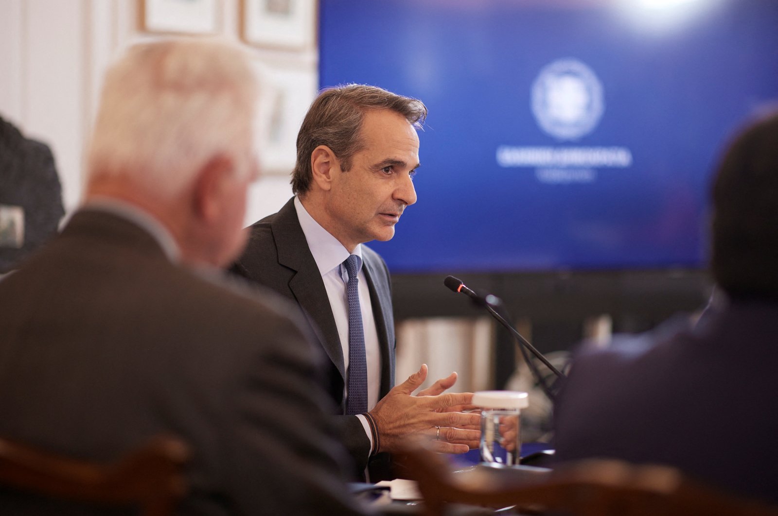 Greek Prime Minister Kyriakos Mitsotakis leads a cabinet meeting in Athens, Greece, March 28, 2023. (Reuters Photo)