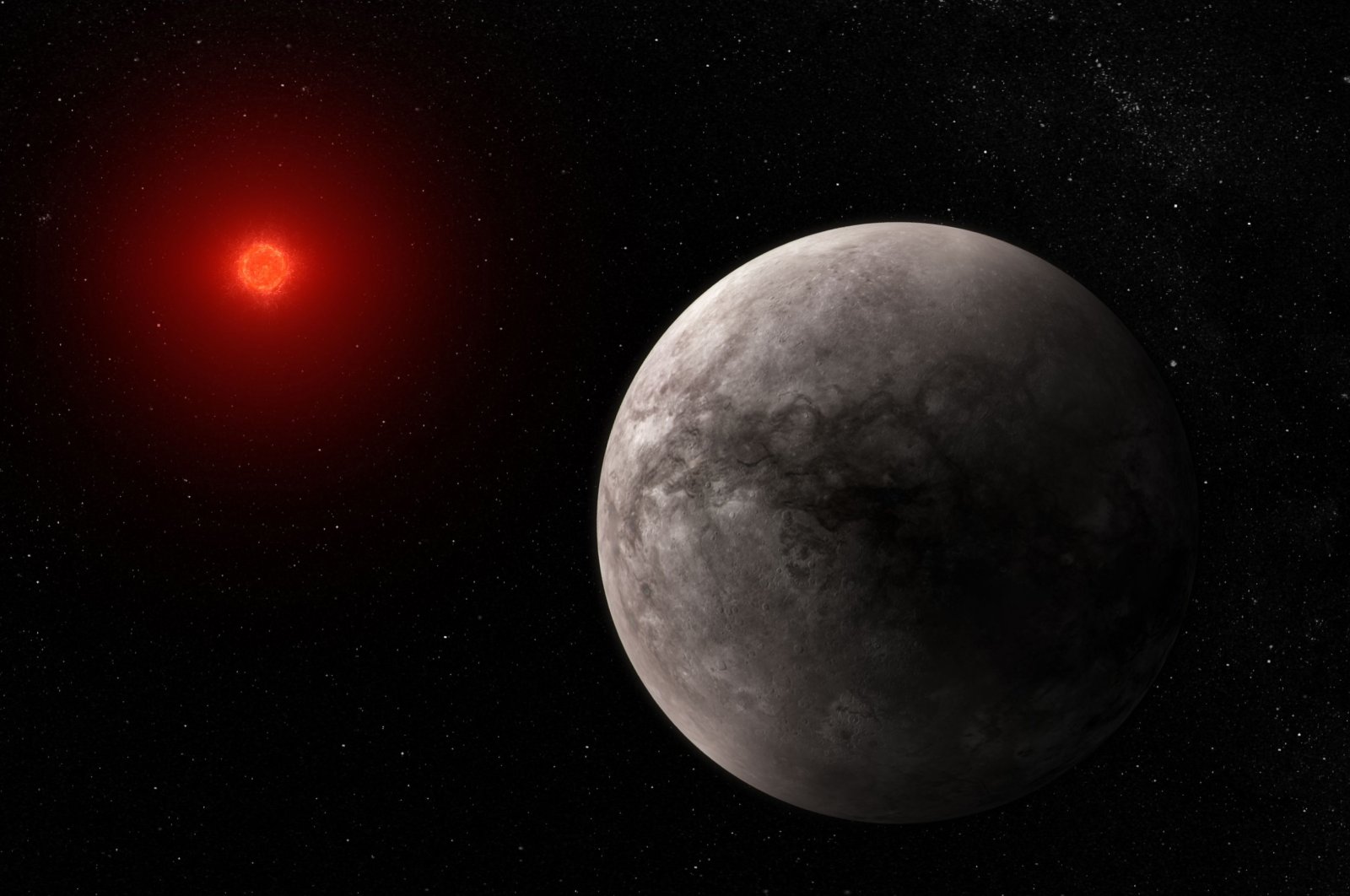 An illustration depicts what the exoplanet TRAPPIST-1 b could look like. (AP Photo)