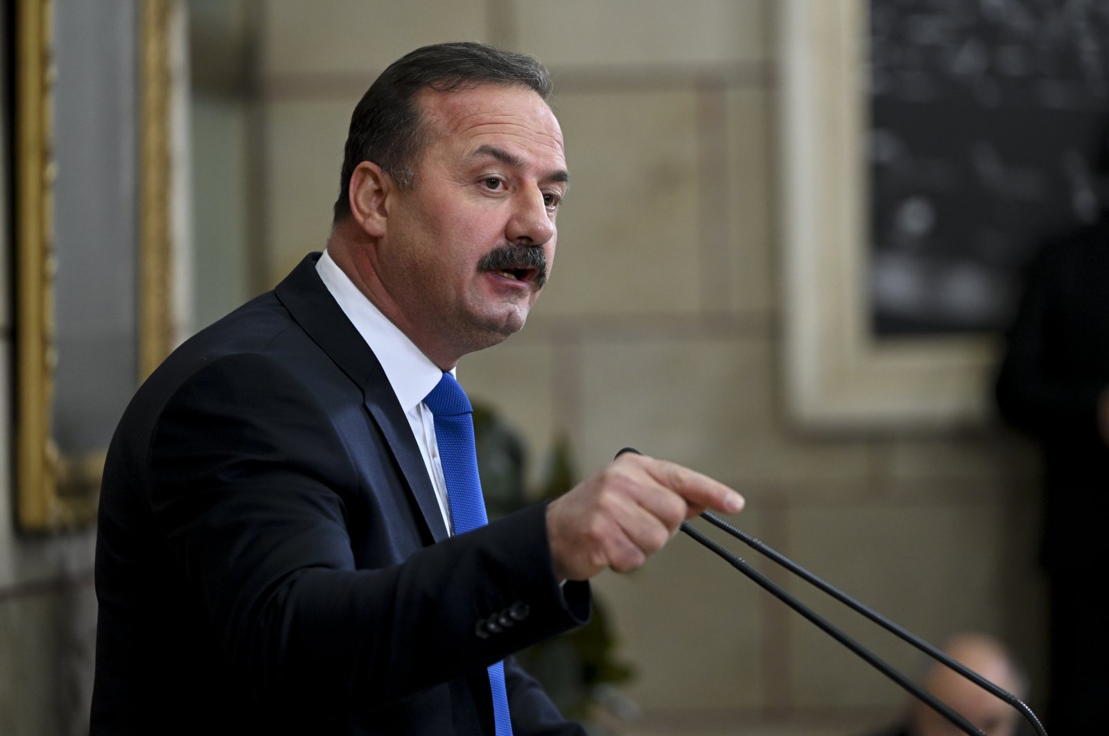 Yavuz Ağıralioğlu speaks at a news conference, in the capital Ankara, Türkiye, March 22, 2023. (AA Photo)