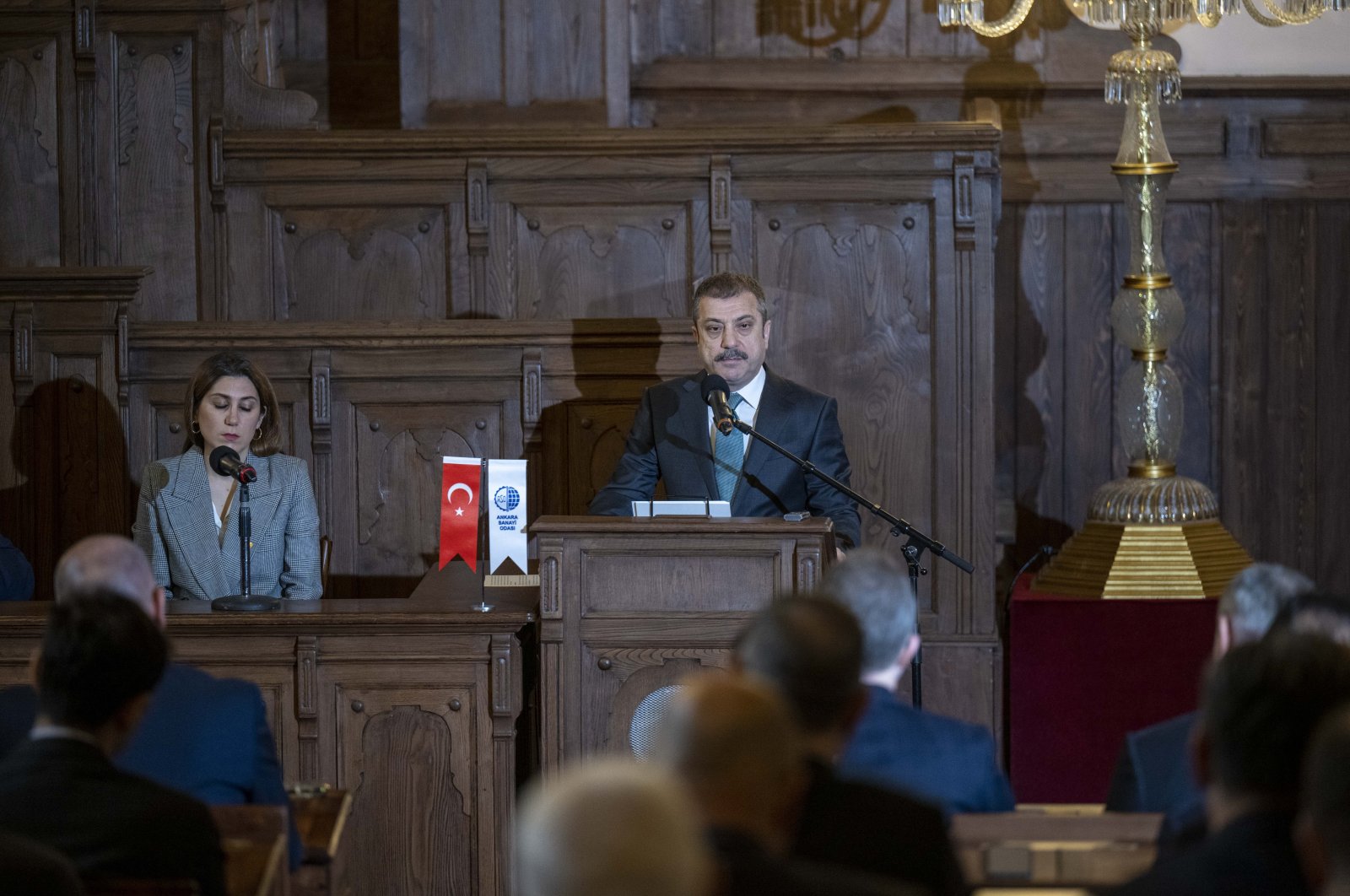 Central Bank of the Republic of Türkiye (CBRT) Governor Şahap Kavcıoğlu speaks during an assembly meeting of the Ankara Chamber of Industry, in Ankara, Türkiye, March 29, 2023. (AA Photo)