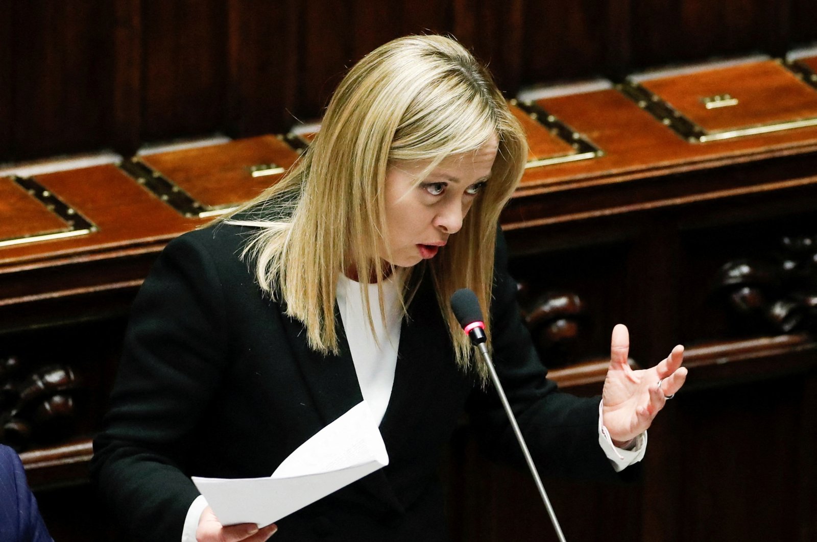 Italy&#039;s Prime Minister Giorgia Meloni attends a question time at the lower house of parliament in Rome, Italy March 15, 2023. (Reuters File Photo)