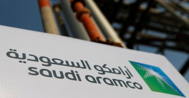 Saudi Aramco logo at the oil facility in Abqaiq, Saudi Arabia, Oct. 12, 2019. (Reuters Photo)