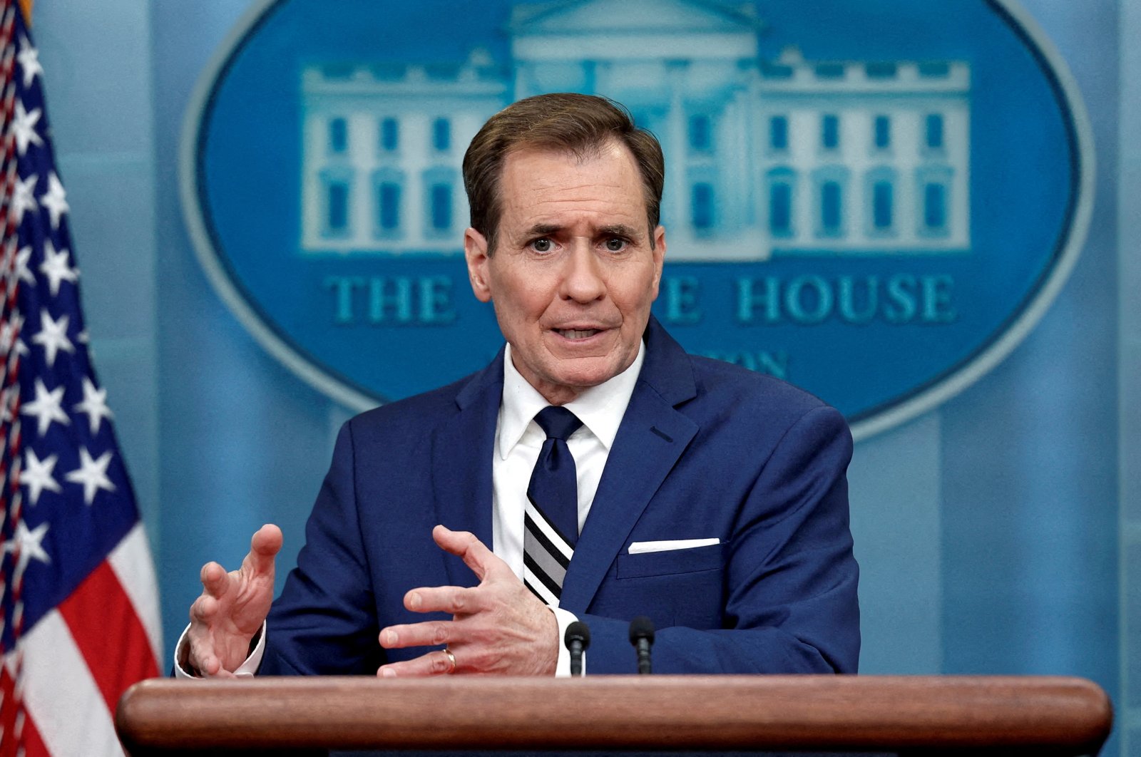 White House national security spokesperson John Kirby answers questions during the daily press briefing at the White House in Washington, U.S., Feb. 17, 2023. (Reuters File Photo)