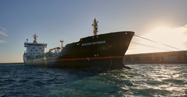 Undated and unlocated handout picture of the Liberian-flagged oil tanker, Monjasa Reformer, owned by Monjasa. (AFP Photo)