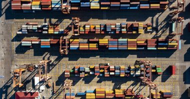 Containers are seen at the Port of Izmir, in western Turkey, Dec. 22, 2021. (AA Photo)