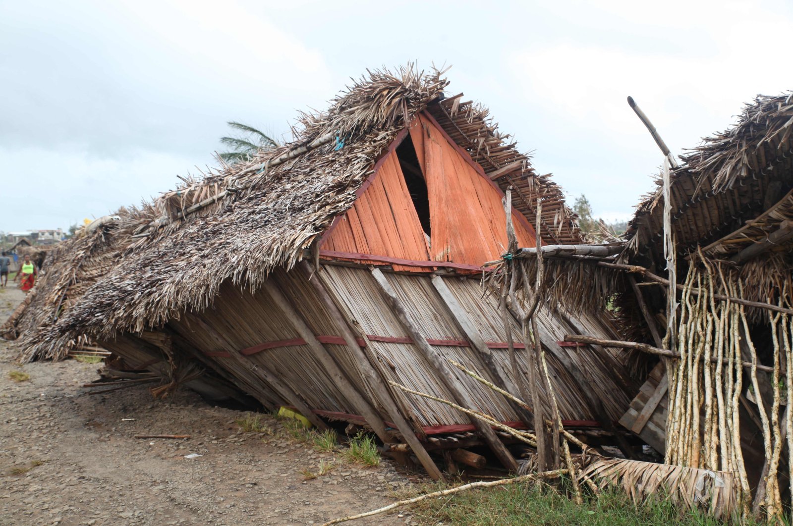 A traditional house on the east coast of Madagascar destroyed in the aftermath of cyclone Freddy in Mananjary, March 27, 2023. (AFP Photo)
