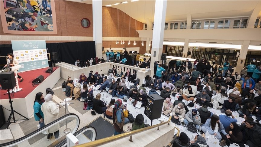 Mass iftar program held in British Library, London, U.K., March 31, 2023. (AA Photo)