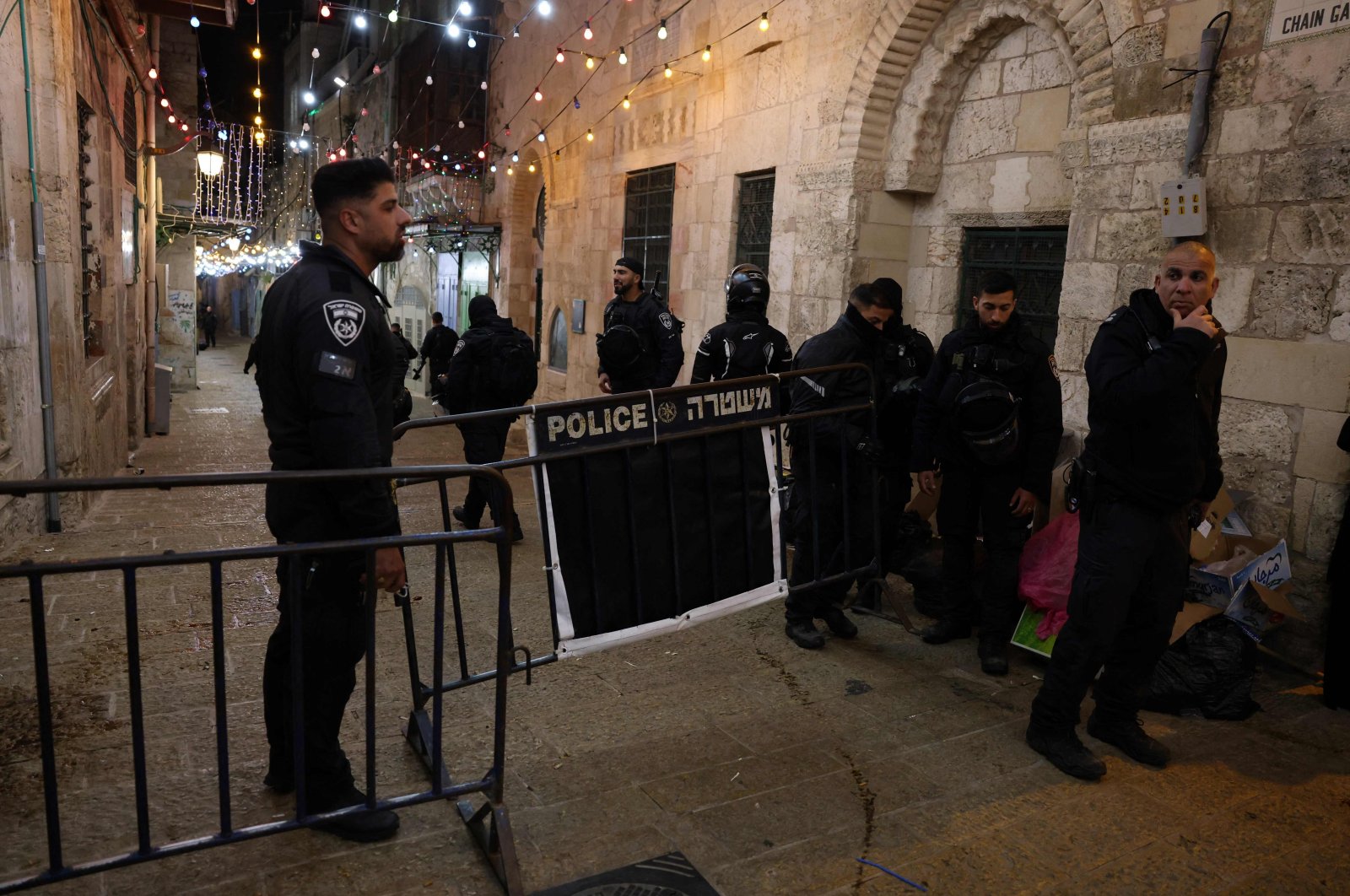 Israeli police forces seen in the Old City in annexed East Jerusalem, Palestine, April 1, 2023. (AFP Photo)