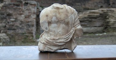 The statue thought to belong to the Roman period was discovered in Istanbul, Türkiye, April 3, 2023. (DHA Photo)