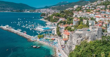 An aerial view shows the dazzling coastline and fortress in Herceg Novi, Montenegro. (Shutterstock Photo)