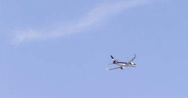 A plane carrying former President Donald Trump departs from Palm Beach International Airport Monday, West Palm Beach, Florida, U.S., April 3, 2023. (AP Photo)