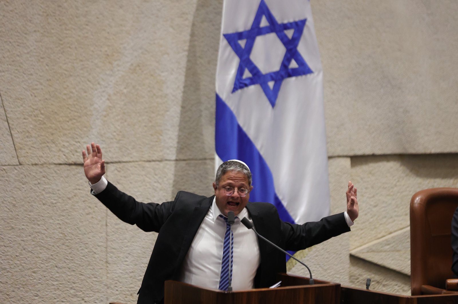 Israeli Minister of National Security Itamar Ben-Gvir speaks at the Knesset, Jerusalem, Israel, March 22, 2023. (EPA Photo)