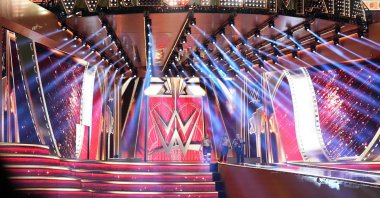 WWE&#039;s Solo Sikoa (L), Roman Reigns (C) and Paul Heyman (R) during Wrestlemania Night 2 at SoFi Stadium, Inglewood, US., Apr 2, 2023. (Reuters Photo)