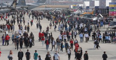 Visitors arrive at Atatürk Airport for the fourth edition of Teknofest, in Istanbul, Türkiye, Sept. 21, 2021. (DHA Photo)