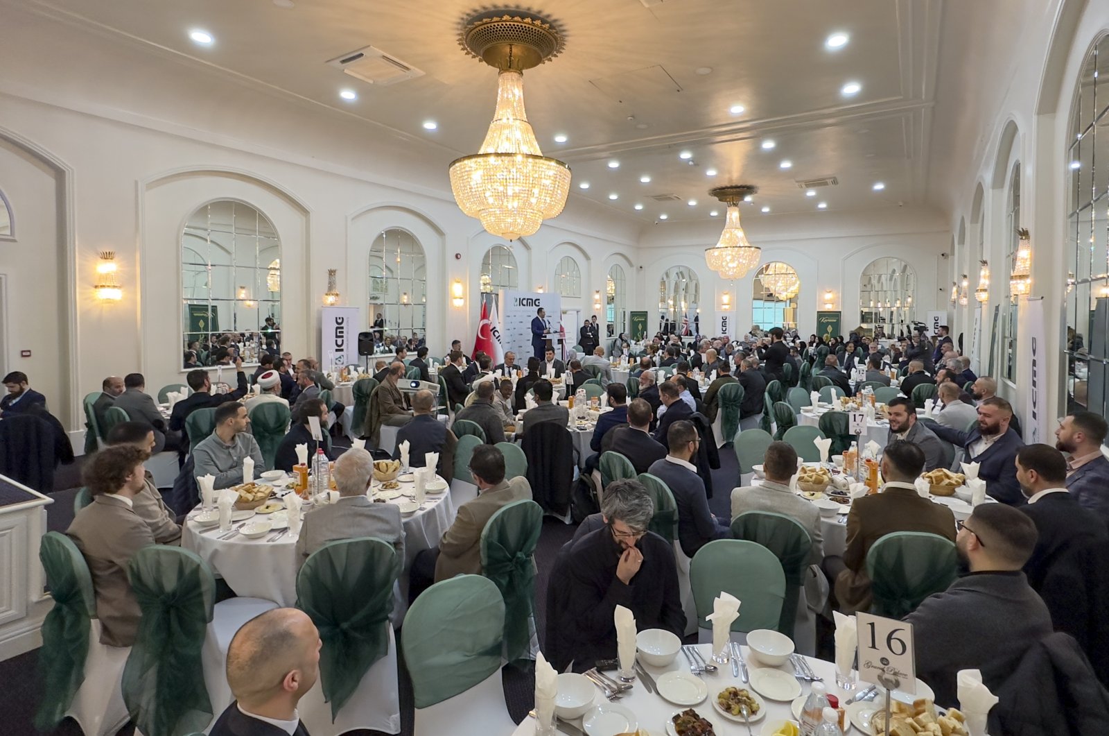 Members of Turkish community in London are photographed during fast-breaking (iftar) dinner event organized by ICMG U.K., London, U.K., April 3, 2023. (AA Photo)