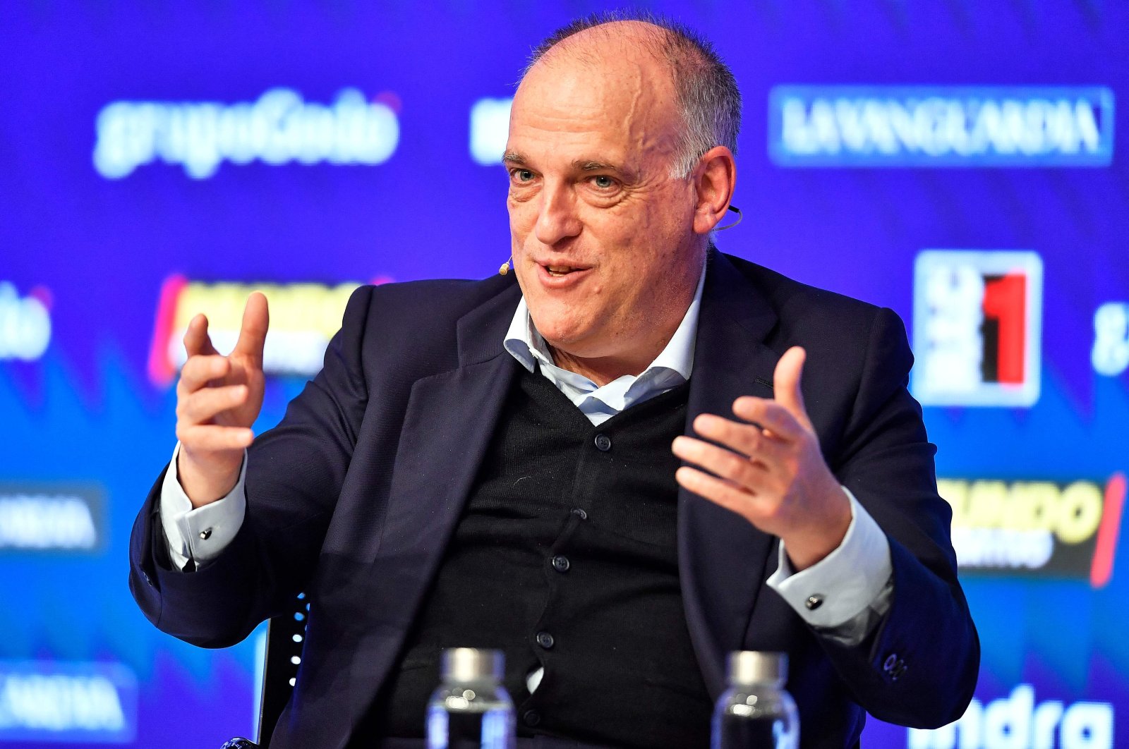 The president of the Spanish football league &#039;La Liga,&#039; Javier Tebas, speaks as he takes part in the forum, Madrid, Spain, March 16, 2023. (AFP Photo)