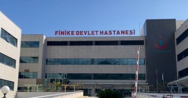 The State Finike Hospital where the personnel from the Guinea-Bissau-flagged commercial ship were brought for treatment, Antalya, southern Türkiye, April 5, 2023. (IHA Photo)