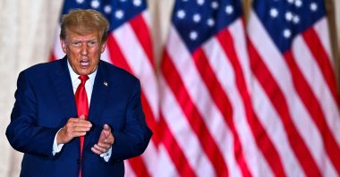Former U.S. President Donald Trump at a press conference following his court appearance, Palm Beach, Florida, U.S., April 4, 2023. (AFP Photo)
